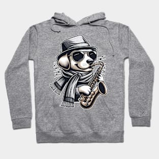 Dog Playing Saxophone Cute Graphic Tees Men Women Boys Hoodie